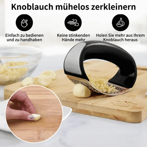 Edelstahlring-Knoblauchpresse