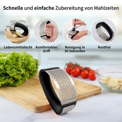 Edelstahlring-Knoblauchpresse