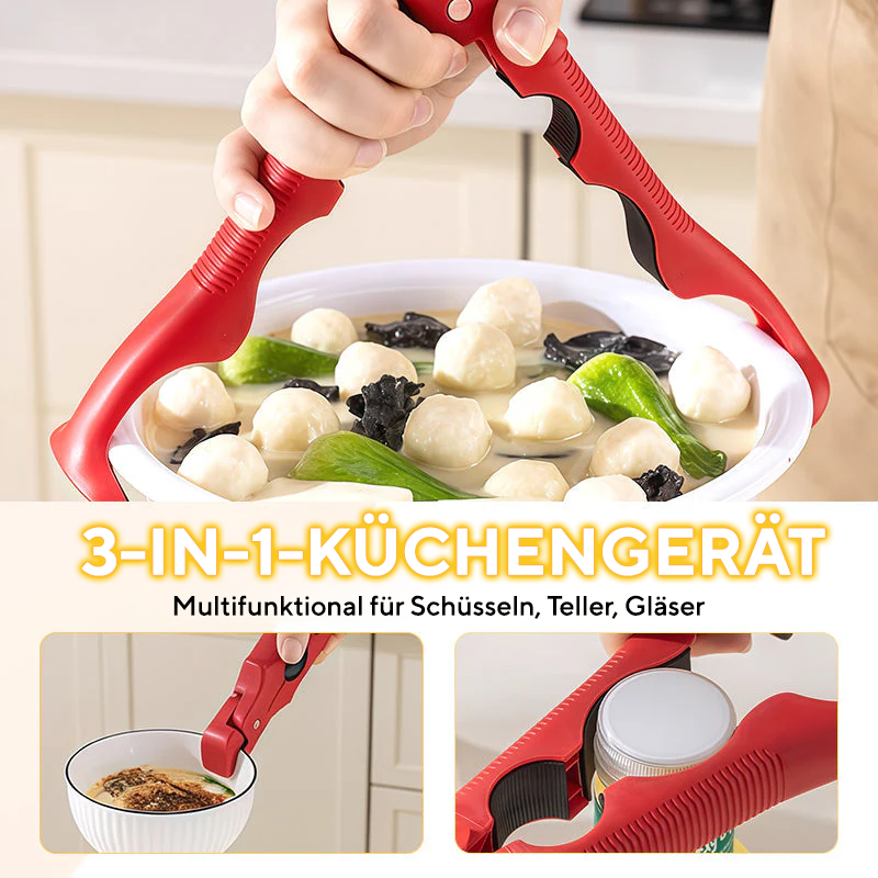 3-in-1 Silikon-Schüssel- und Tellerklemme - Spülmaschinenfest & Hitze-beständig bis 230°C für Sicheren Transport von Mahlzeiten