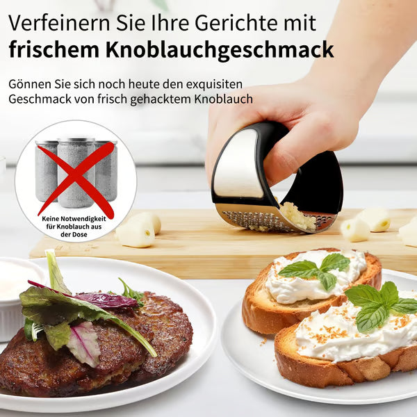 Edelstahlring-Knoblauchpresse