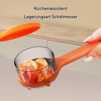 Doppelklingen-Schäler mit integriertem Aufbewahrungsfach